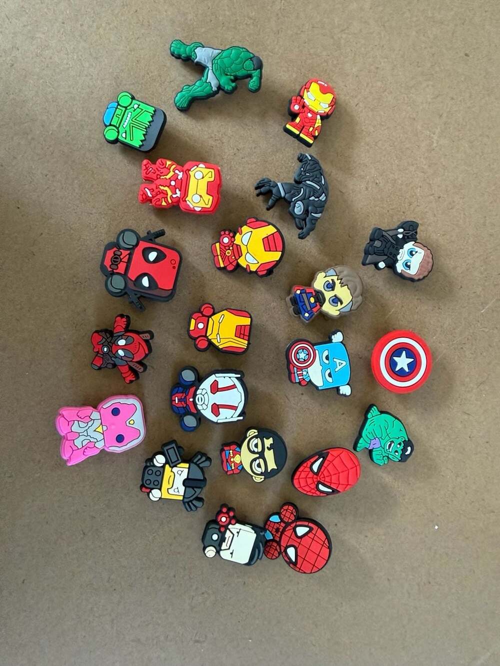 Marvel Avengers Crocs Jibbitz Charms Set of 22 Including Iron Man, Hulk, and Spi
